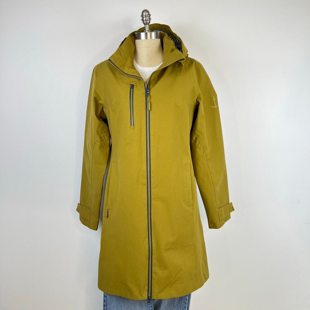 Seasalt Cornwall RAIN Coverack Waterproof Yellow Green Pear Rain Coat Jacket (8) - Picture 4 of 16